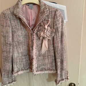 Chic Tweed Jacket with Pink Accents